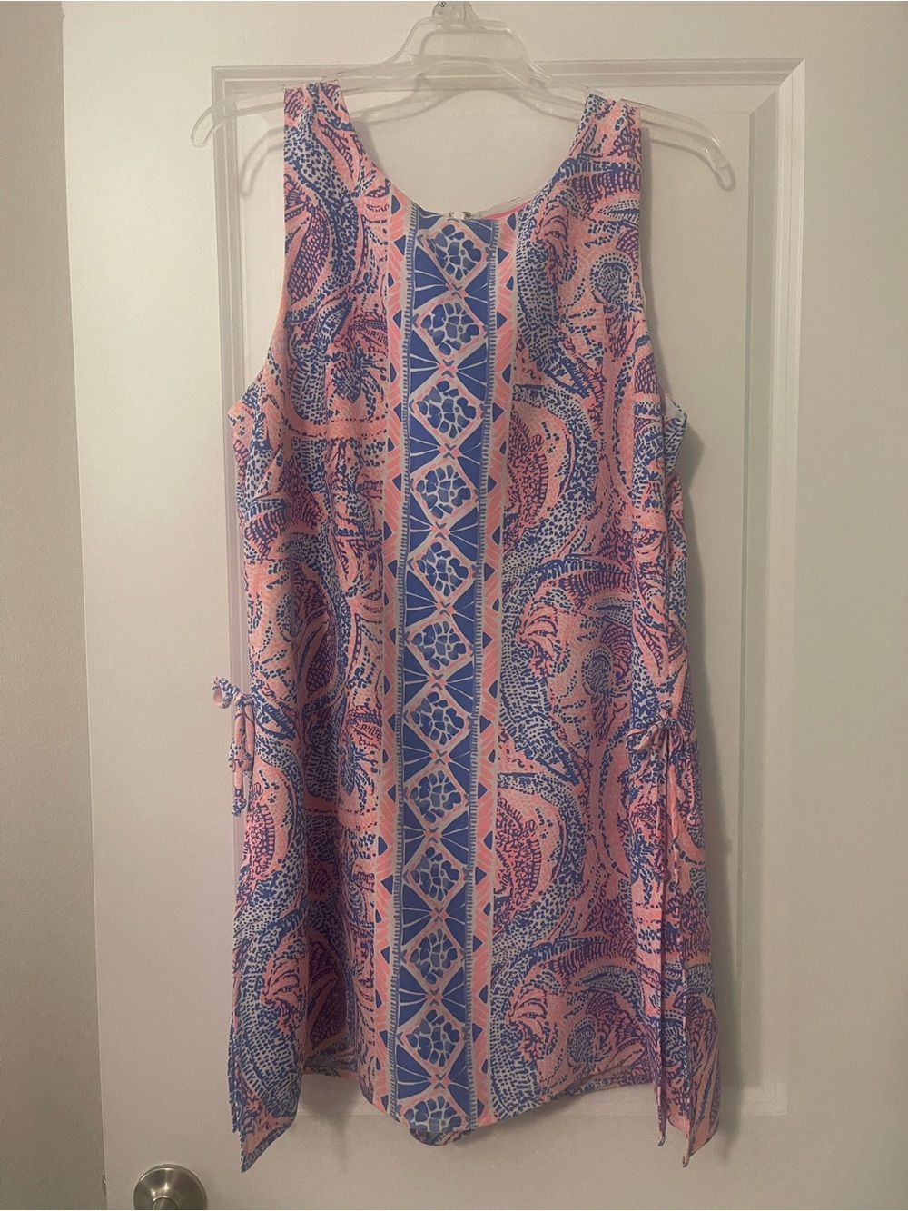 Lilly Pulitzer Pink and Blue Sleeveless Paisley Shift Dress